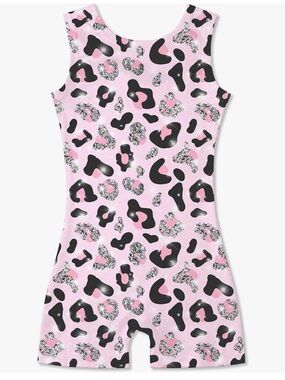 **New Item In! NEW Girls Pink Leopard-Print One-Piece Gymnastics Unitard